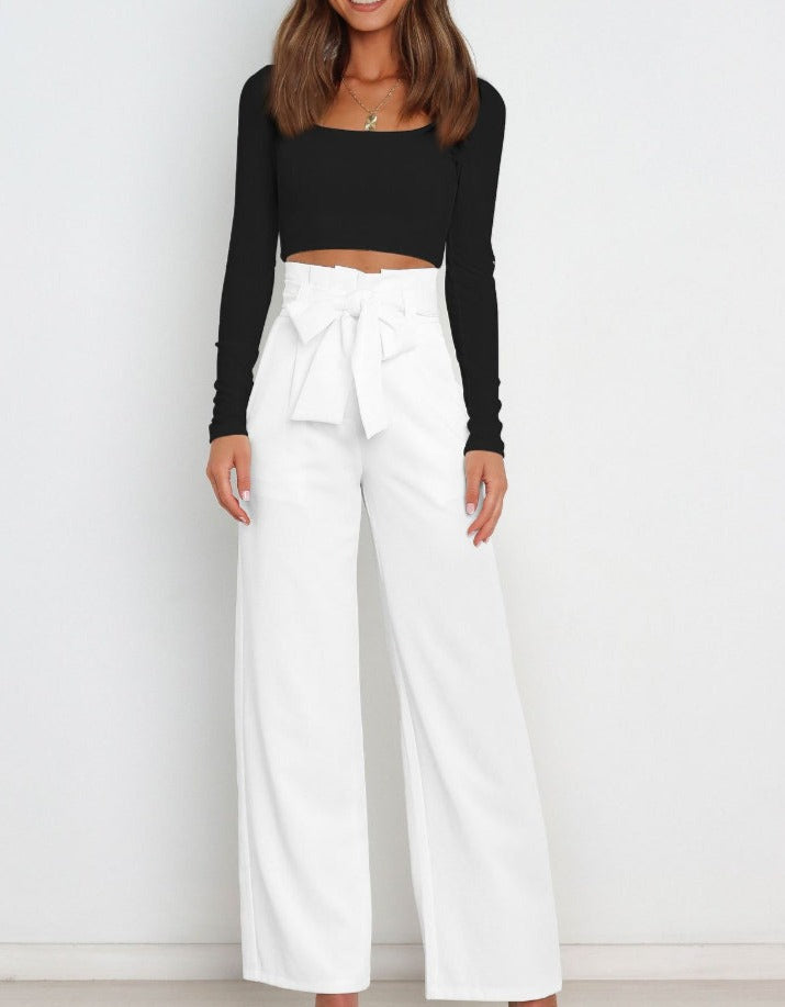 Damen Stoffhose mit Schleife Elegantes Design