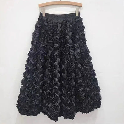Damen A-Linie Rock Mittlere Länge Falten Design Hohe Taille
