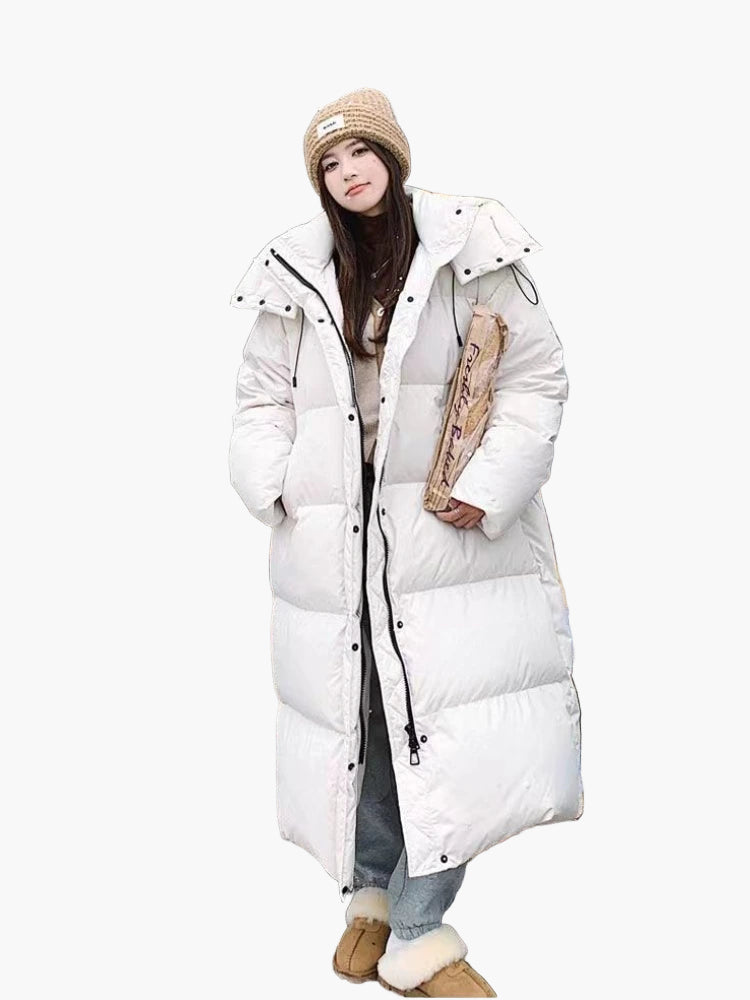 Damen Oversized Puffermantel Lang Kapuze