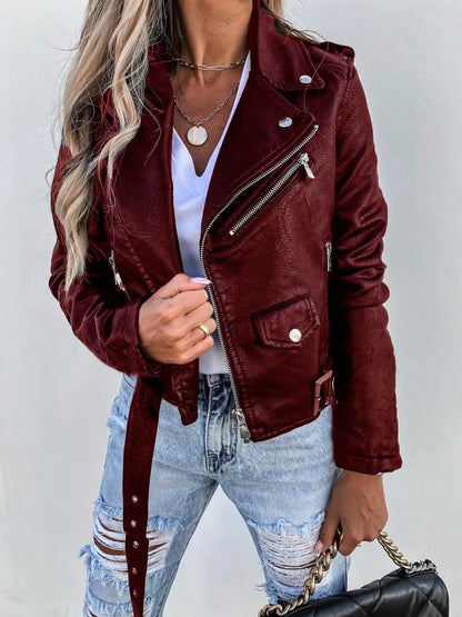 Damen Jacke mit Gürtel und Reißverschluss