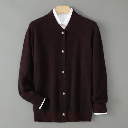 Damen Weiche Strickjacke Mit Knöpfen Vorne