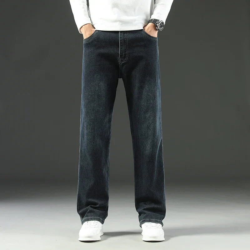 Herren Weite Jeans Blau