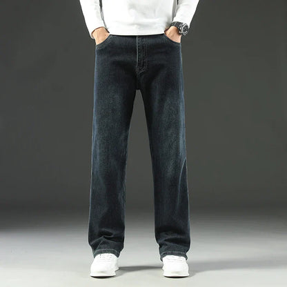 Herren Weite Jeans Blau