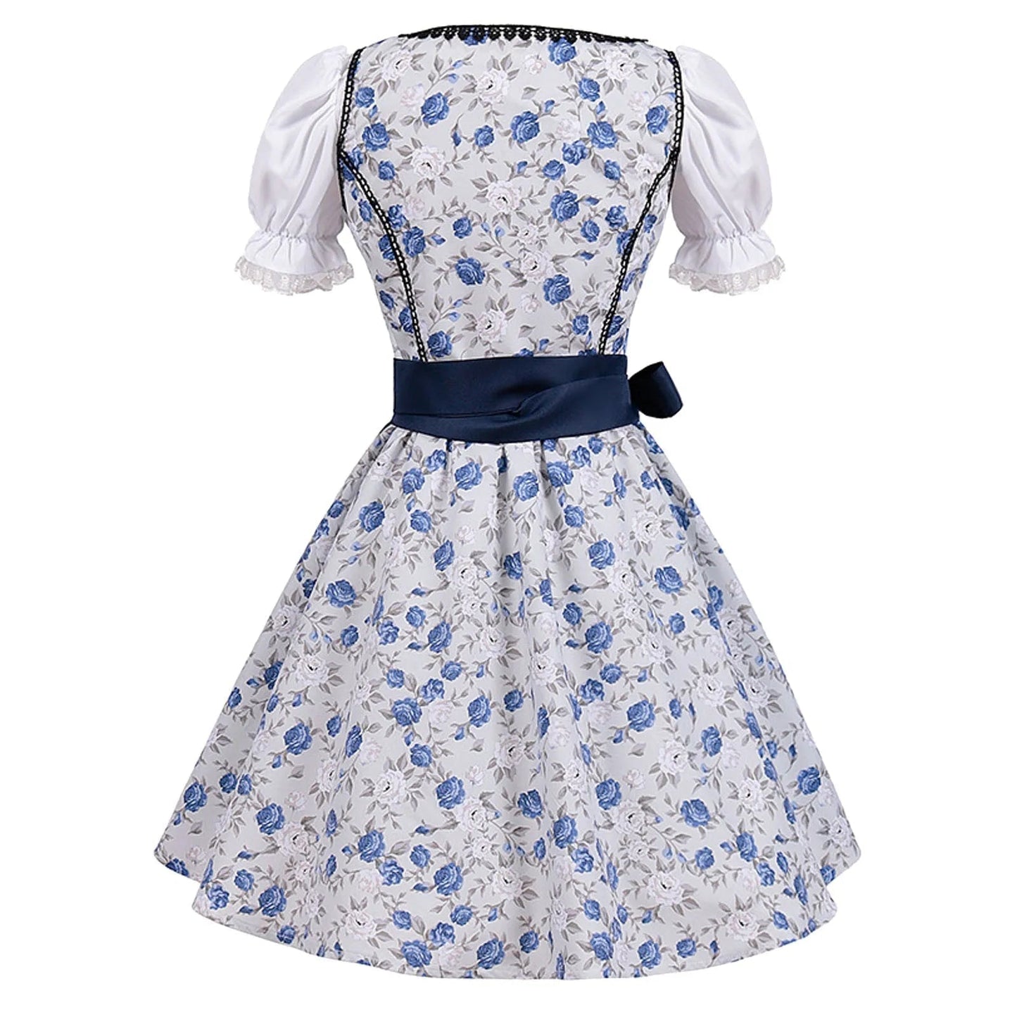 Eveloria Damen Dirndl Kurzärmelig Spitze Blau - Eveloria