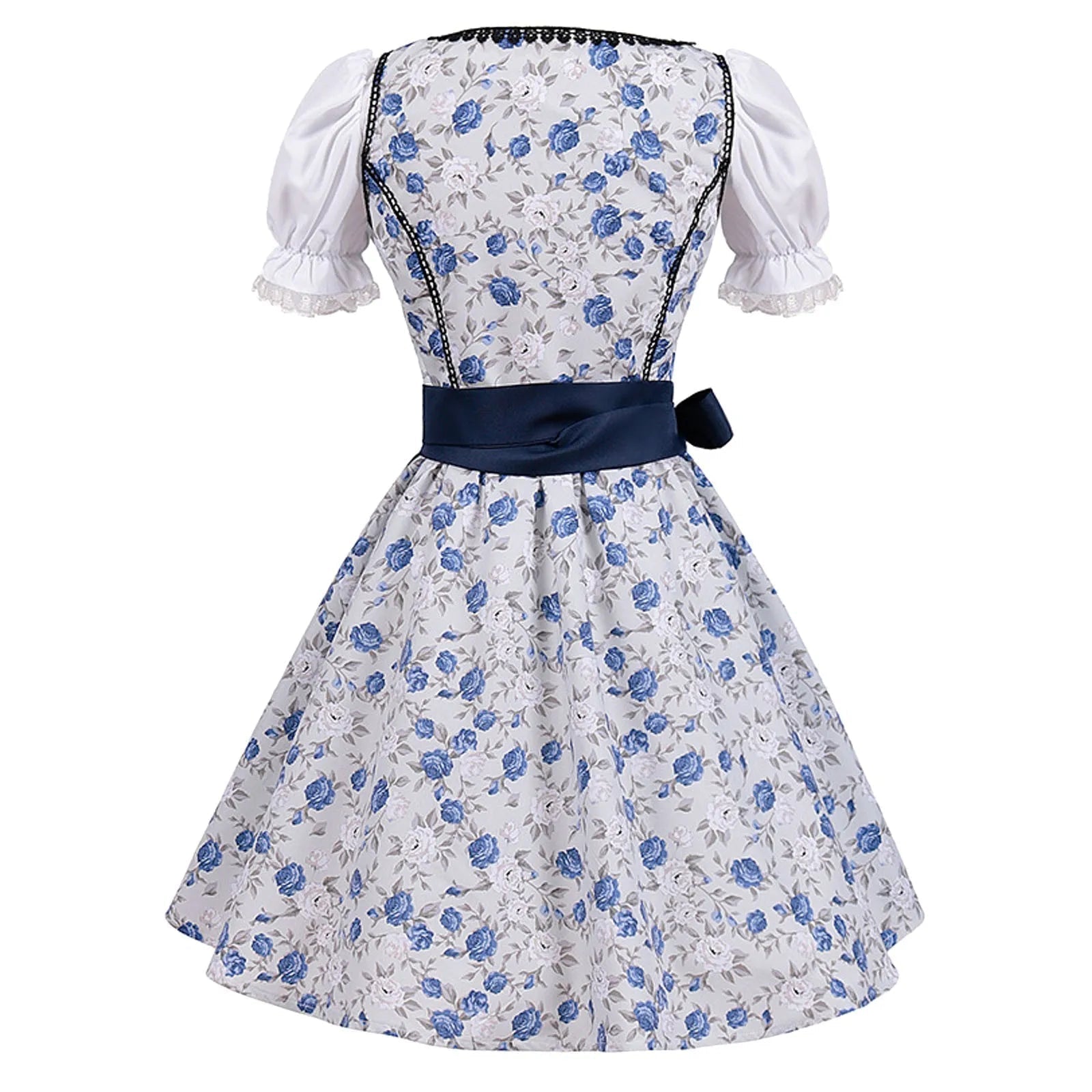 Eveloria Damen Dirndl Kurzärmelig Spitze Blau - Eveloria