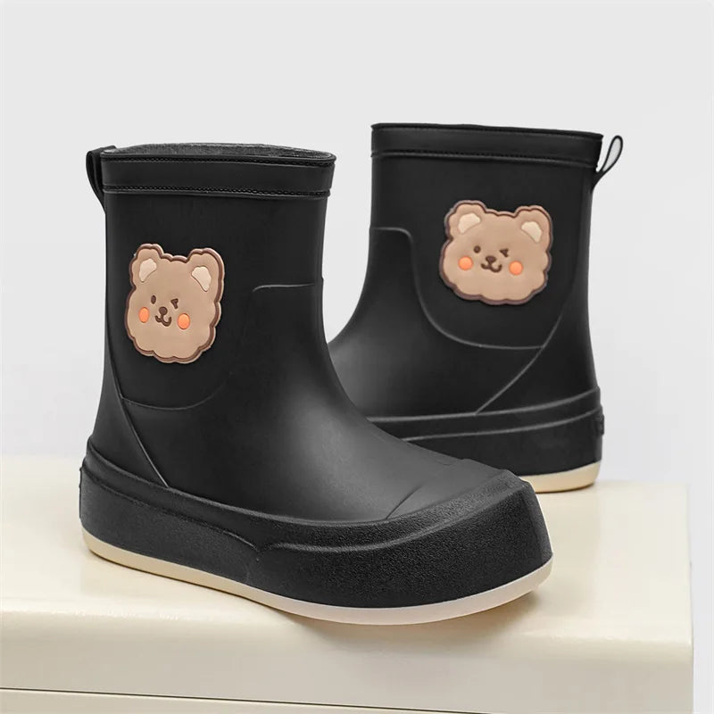 Eveloria Damen Gummistiefel Wasserdicht Knöchellang Bärenmuster
