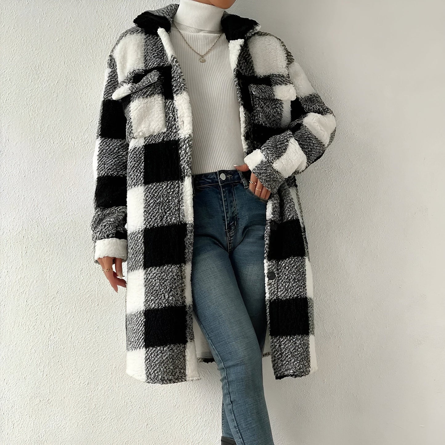 Eveloria Damen Karierter Mantel