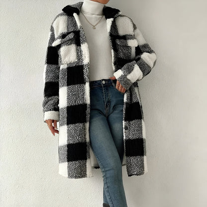 Eveloria Damen Karierter Mantel
