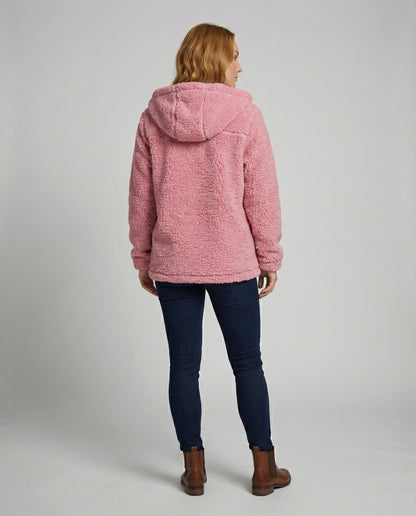 Damen Teddy Fleecejacke Lang