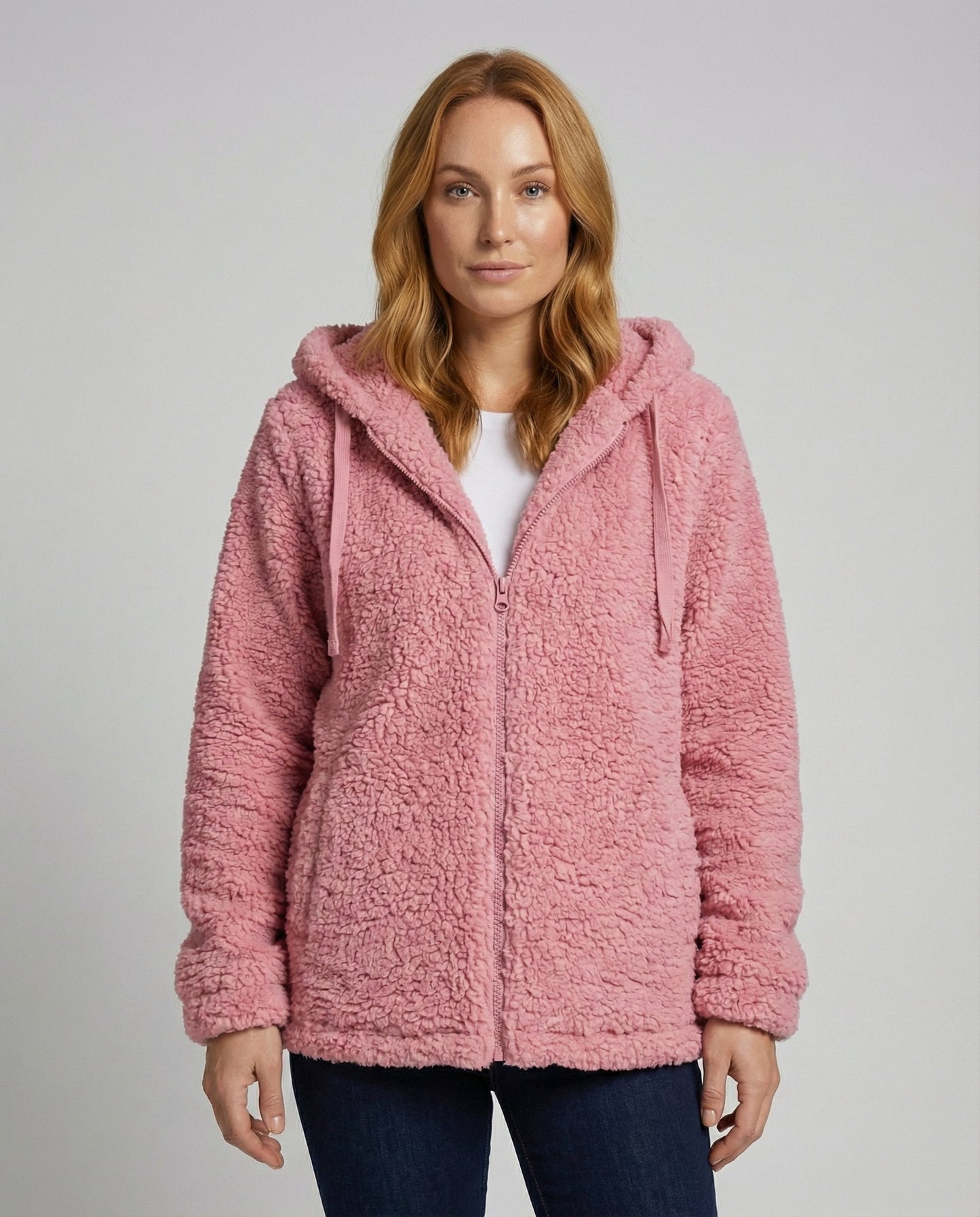 Damen Teddy Fleecejacke Lang - Eveloria