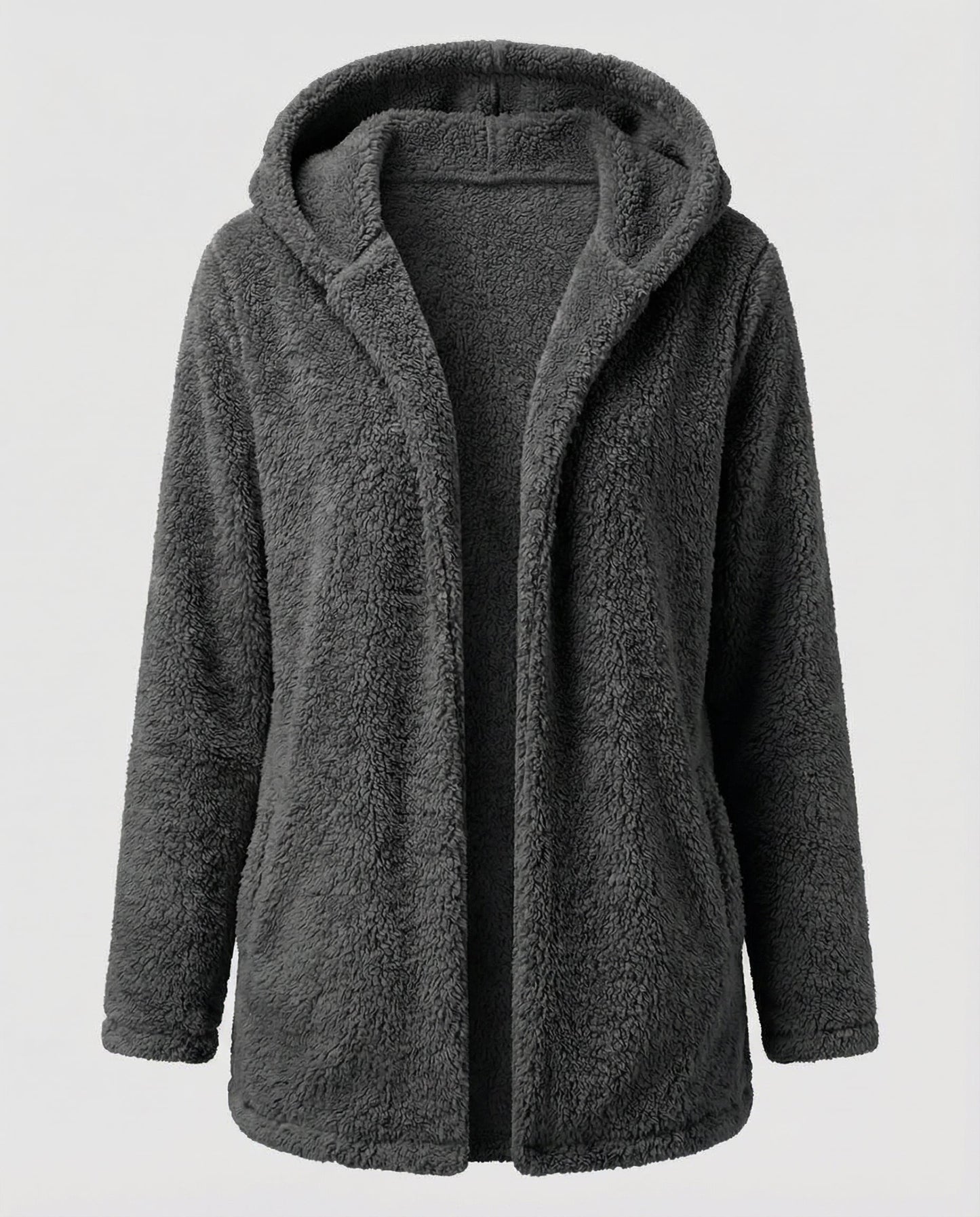 Damen Teddy Fleecejacke Lang