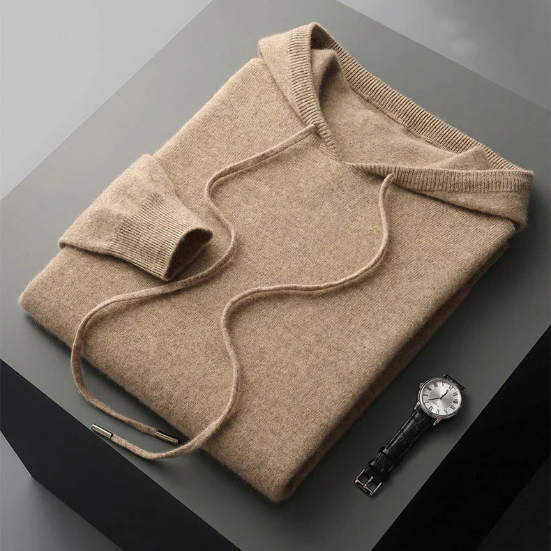 Herren Kaschmir Hoodie Weich Beige - Eveloria