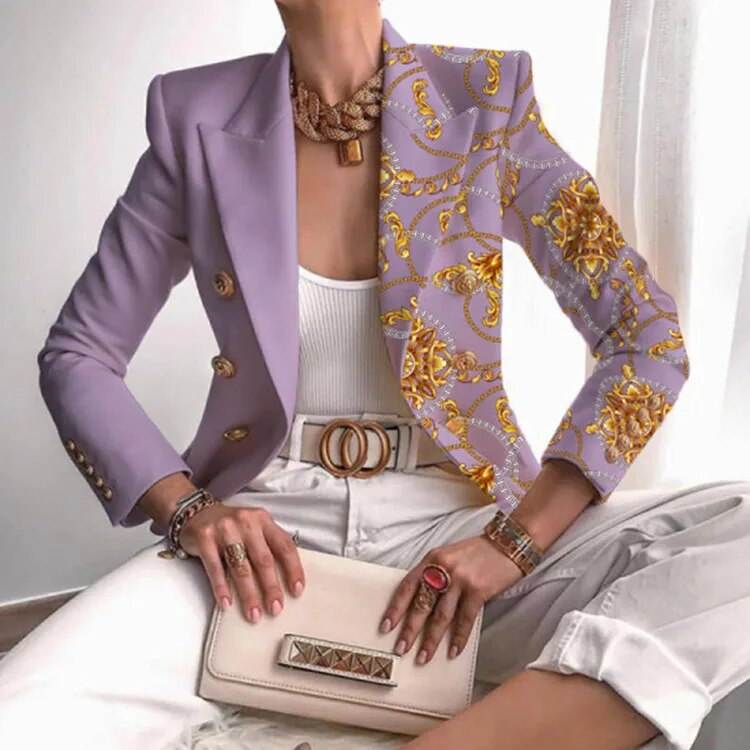Eveloria Damen Blazer Gedruckt Tailored