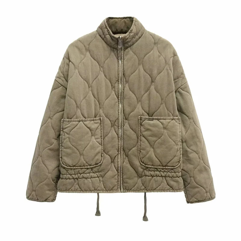 Damen Winterjacke Kuschelig Übergangsjacke mit Taschen