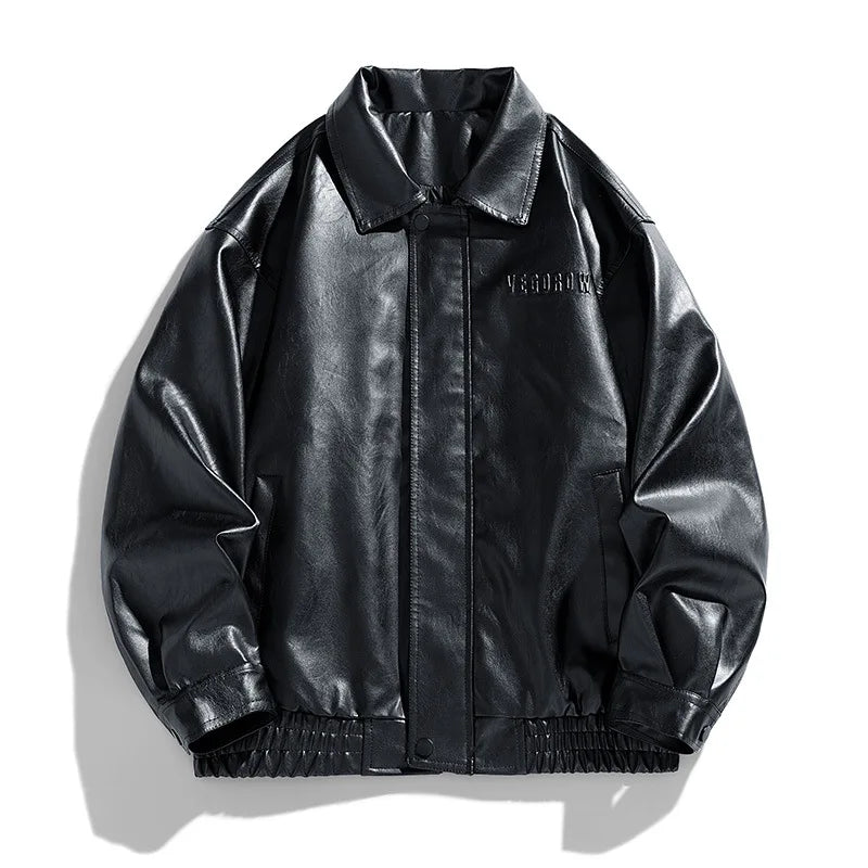 Herren Oversize Jacke Kunstleder Modern Streetstyle Schwarz - Eveloria