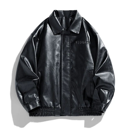 Herren Oversize Jacke Kunstleder Modern Streetstyle Schwarz - Eveloria