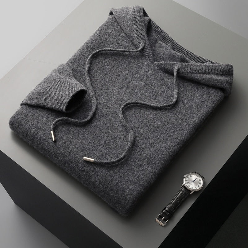 Herren Kaschmir Hoodie Weich Beige