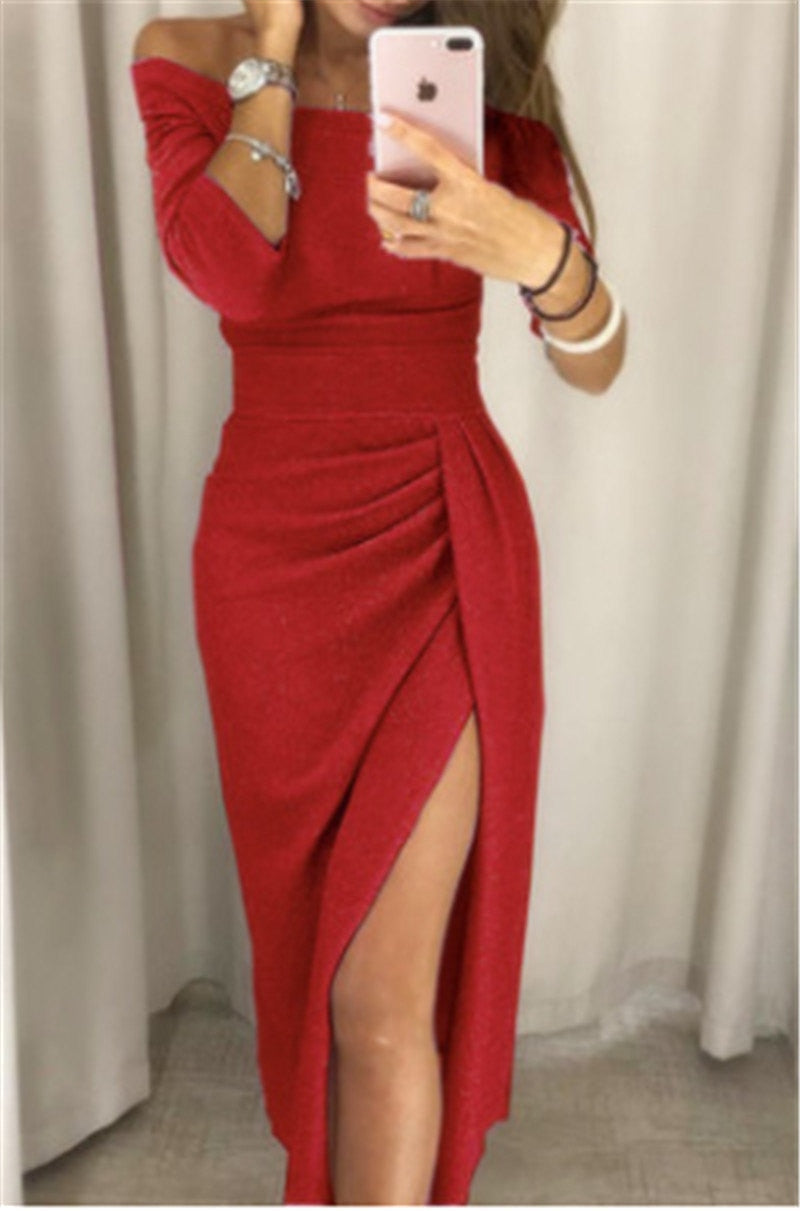 Eveloria Damen Glänzendes Abendkleid