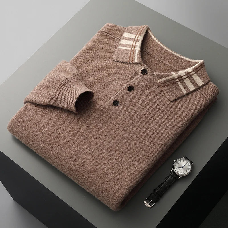 Herren Klassischer Strick-Polopullover Winter
