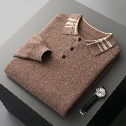 Herren Klassischer Strick-Polopullover Winter