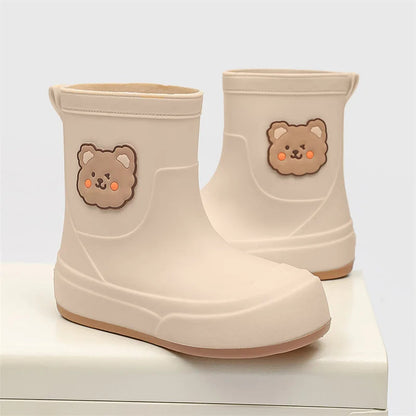 Eveloria Damen Gummistiefel Wasserdicht Knöchellang Bärenmuster