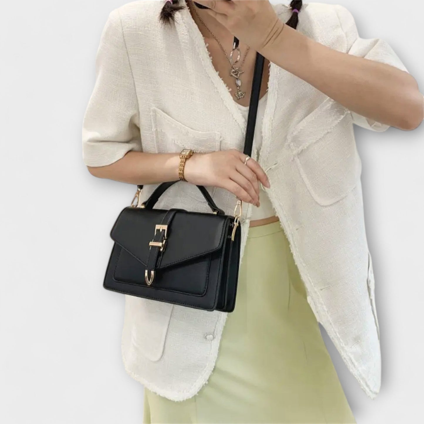 Damen Klassische Schultertasche Elegantes Design Struktur Optik