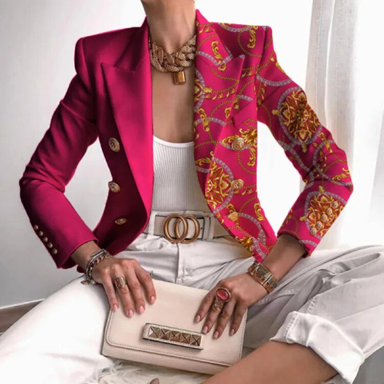 Eveloria Damen Blazer Gedruckt Tailored