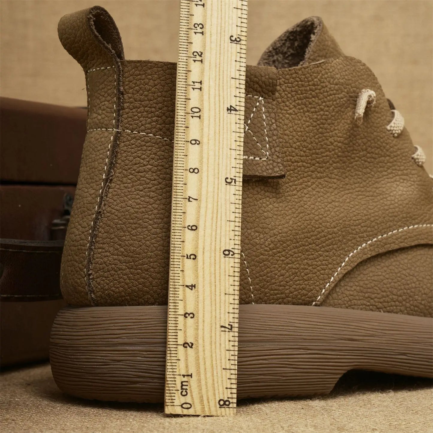 Herren Ankle Boots Weiches Leder Braun Schnürung