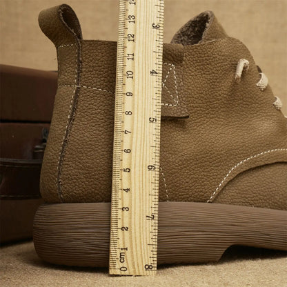 Herren Ankle Boots Weiches Leder Braun Schnürung