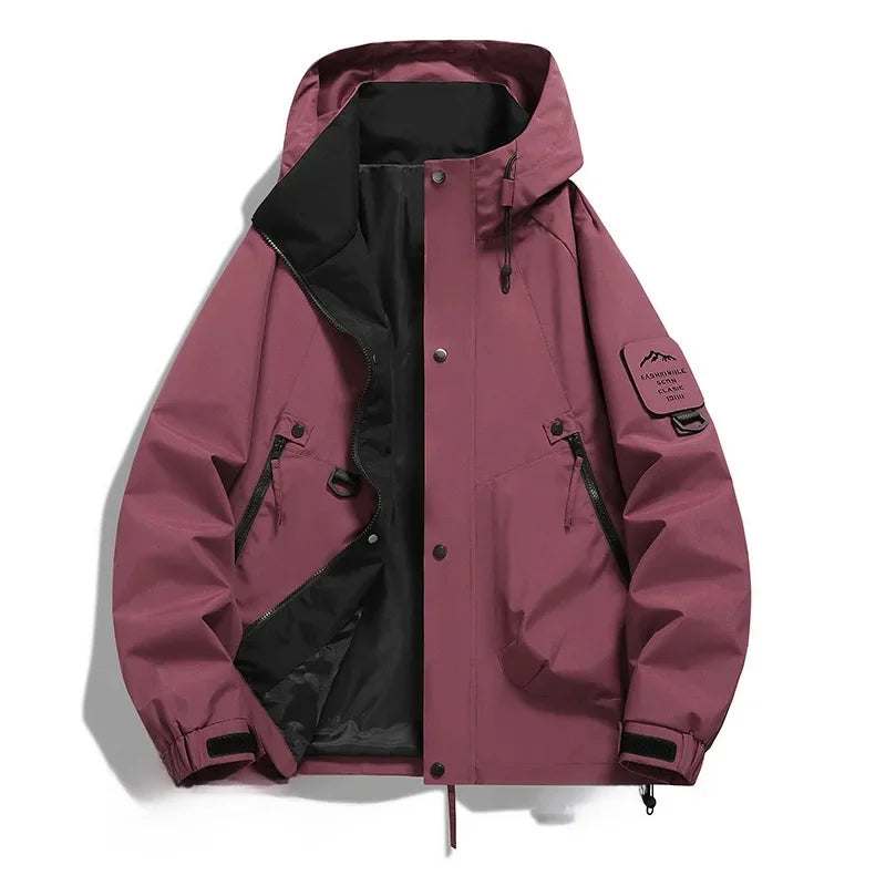Herren Utility-Jacke Kapuze Frontreißverschluss