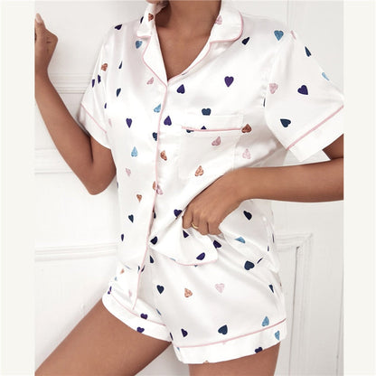 Eveloria Damen Satin Pyjamas Set Hausanzug