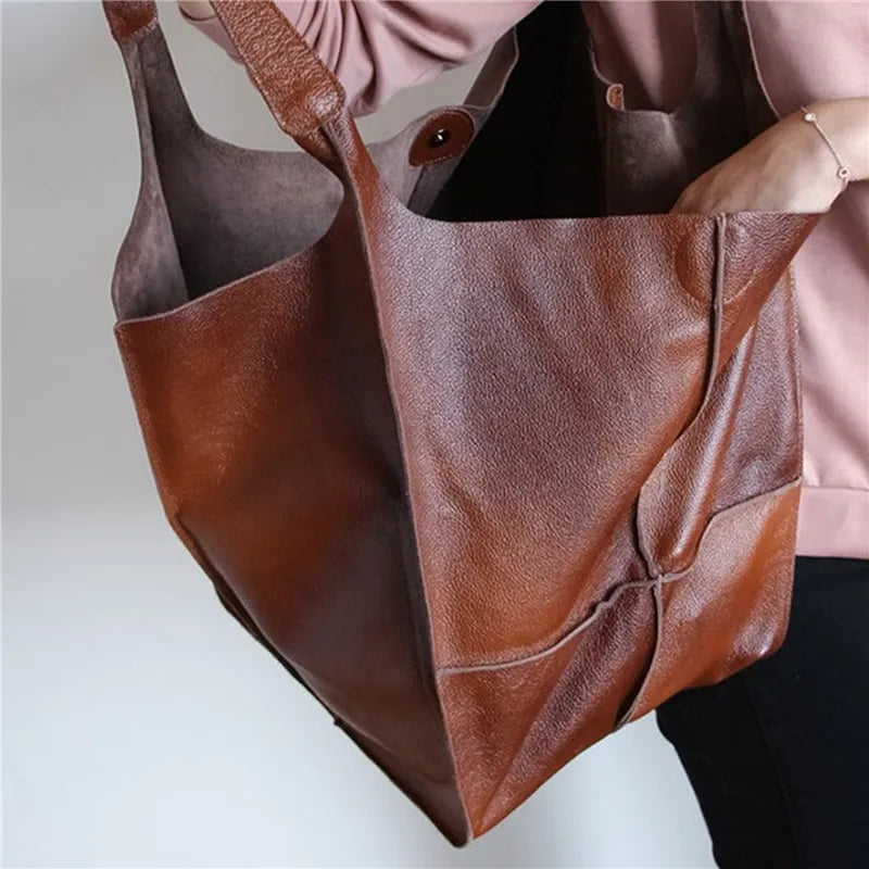 Eveloria Damen Große Einkaufstasche Oversized Baumwolle Beige