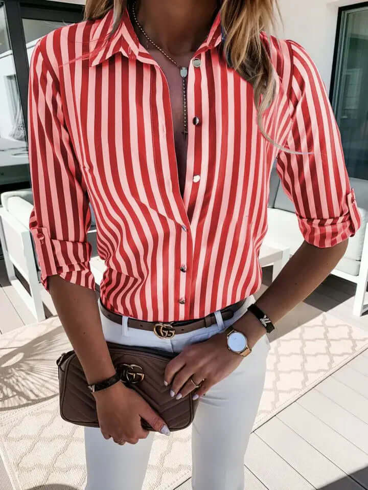 Eveloria Damen Gestreifte Bluse Maritime