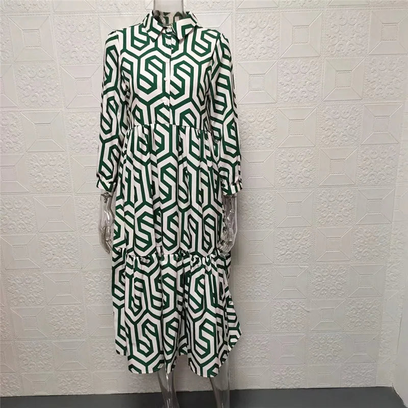 Eveloria Damen Langärmliges Kleid Geometrisches Muster