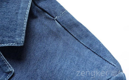 Herren Denim Blazer Modern Slim Fit Blau