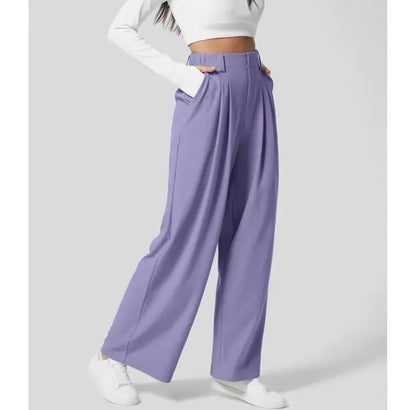 Damen Sommerhose Weitbein Hochtailliert