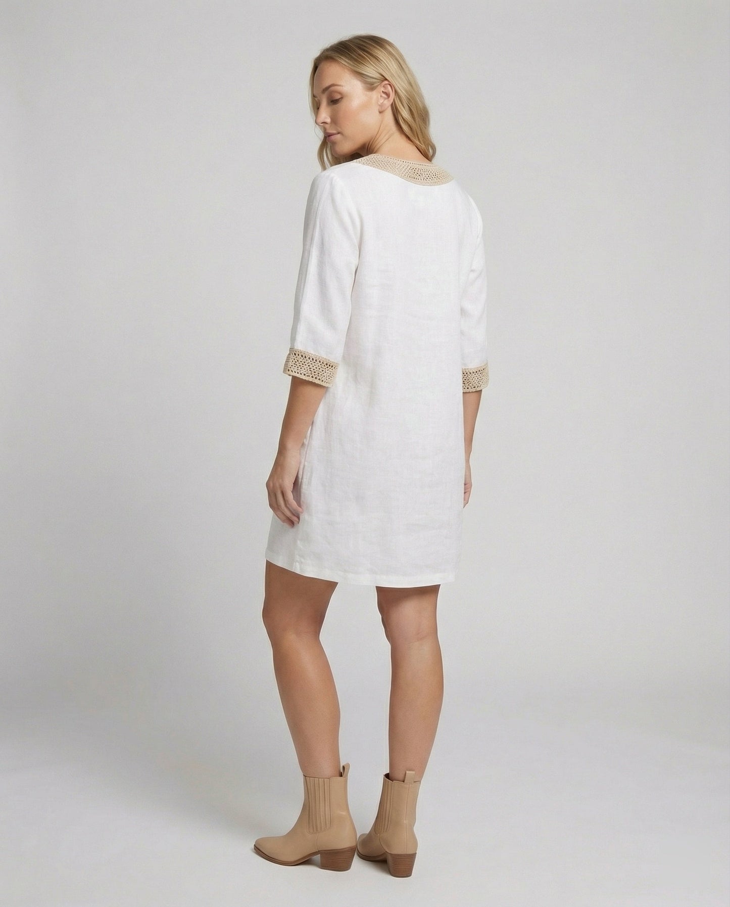 Damen Mini Sommerkleid V-Ausschnitt Boho-Stil