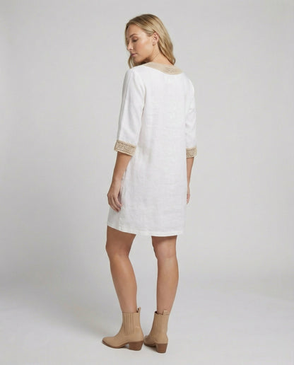 Damen Mini Sommerkleid V-Ausschnitt Boho-Stil