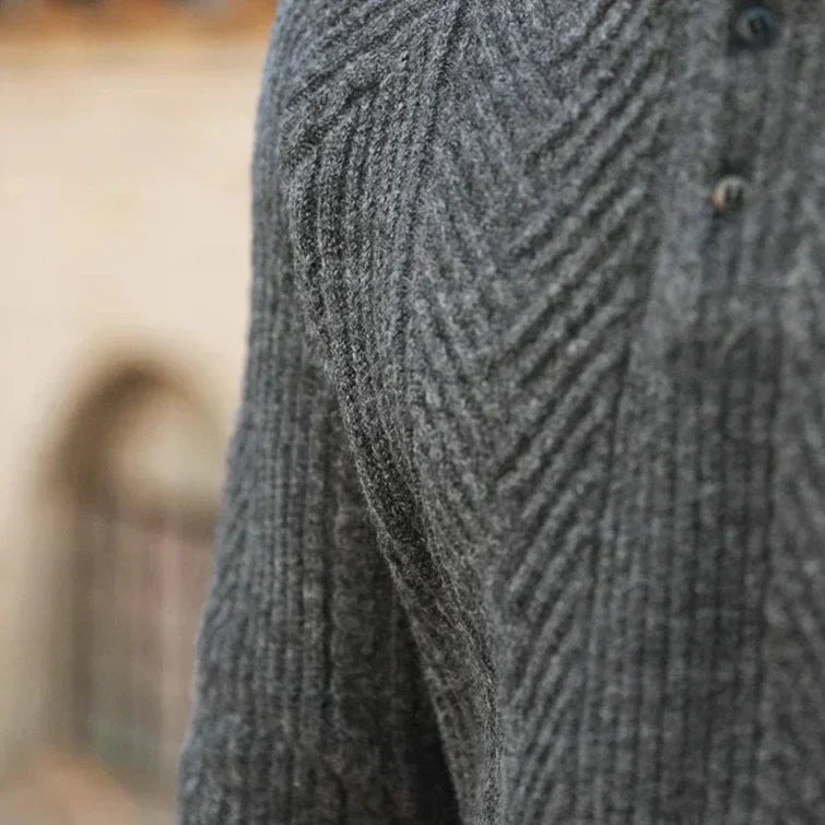 Herren Kaschmir Strickpullover Polokragen Warm Beige
