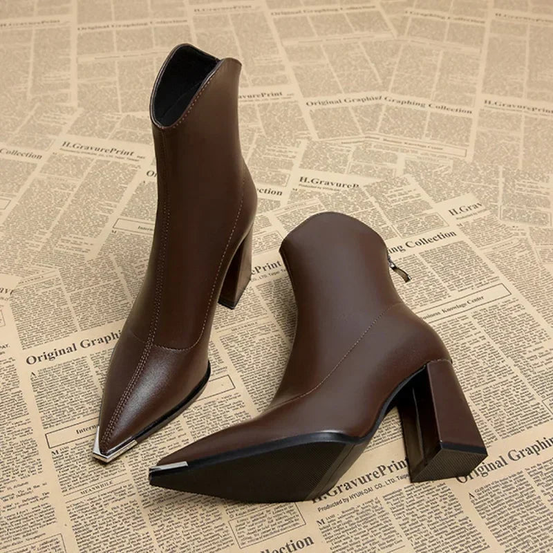 Damen Stiefeletten Spitzer Absatz