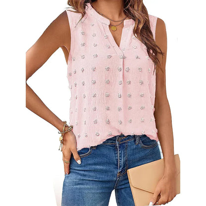 Damen Tanktop V-Ausschnitt Ohne Ärmel Blusen Sommer