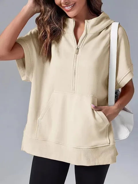 Eveloria Damen Kapuzenpullover Kurzarm Lässig