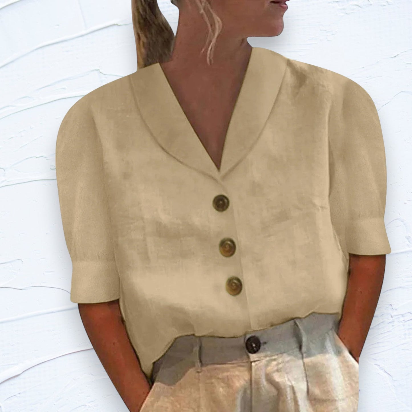 Damen Bluse Puffärmel Lässig