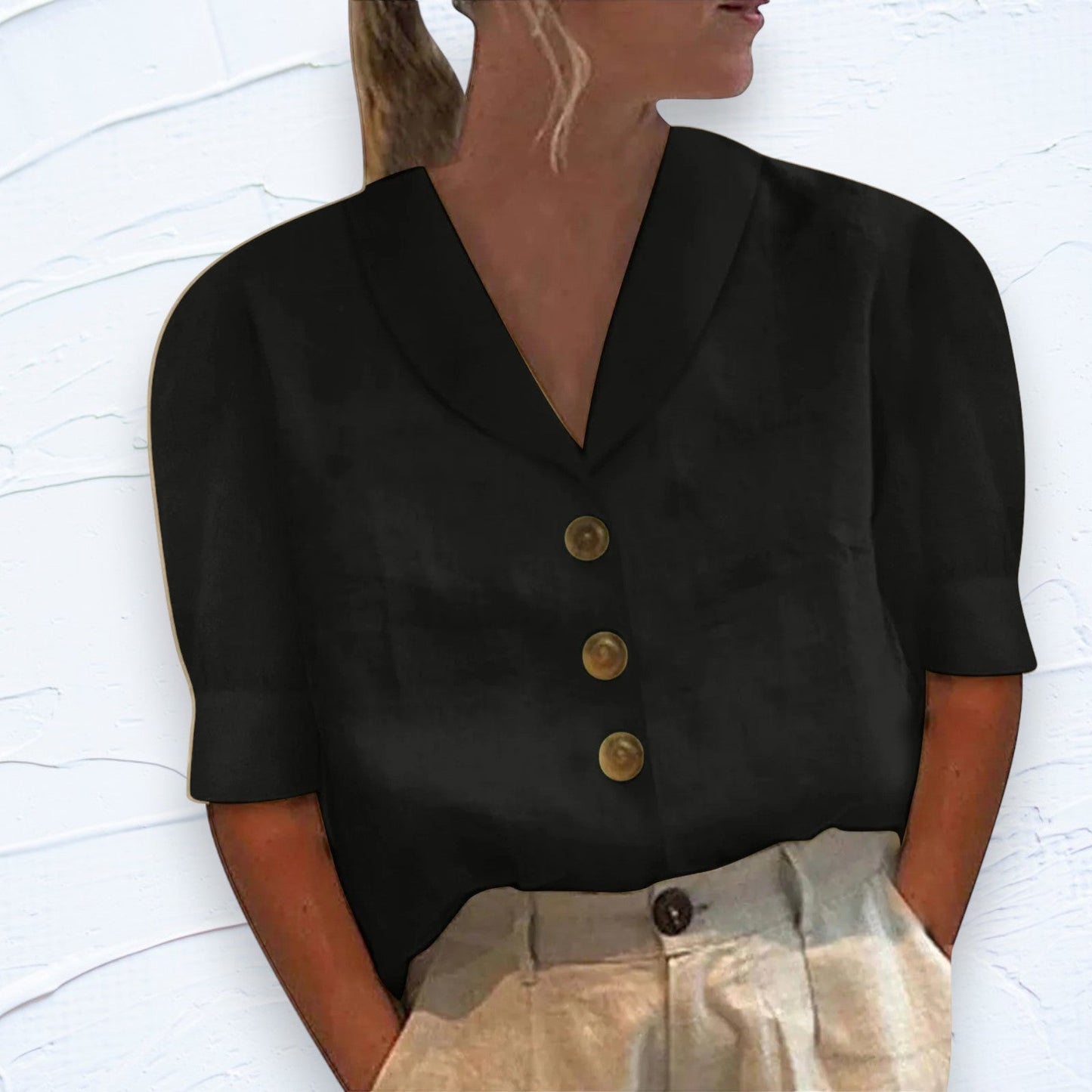 Damen Bluse Puffärmel Lässig
