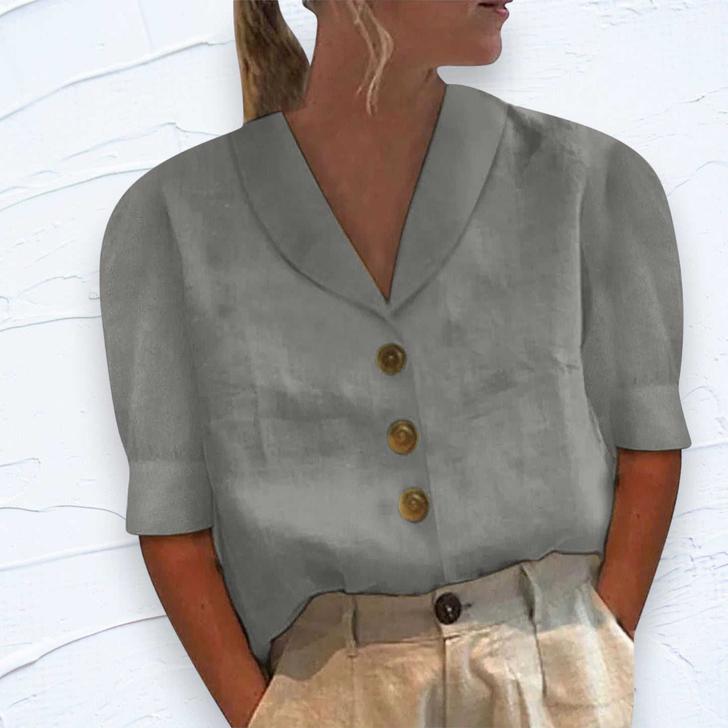 Damen Bluse Puffärmel Lässig