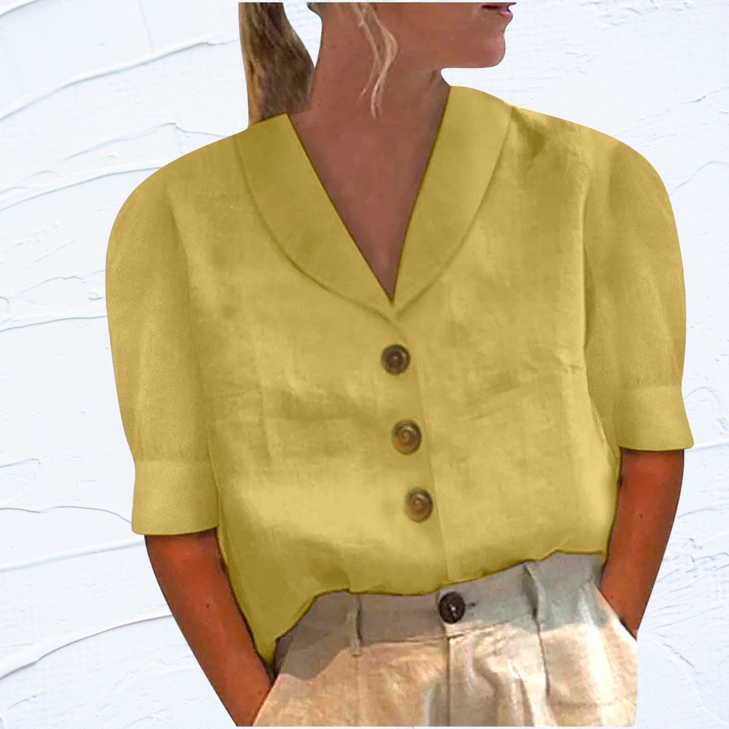 Damen Bluse Puffärmel Lässig