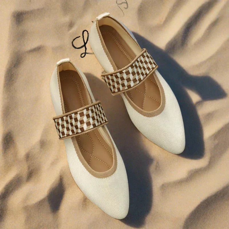 Eveloria Damen Sommerschuhe Elegantes Leder Beige