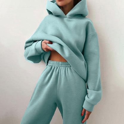 Damen Jogging-Set Oversized Weiche Baumwolle Kapuze Elastisch