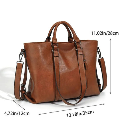 Damen Vintage Tote Tasche Große Kapazität Leder Braun