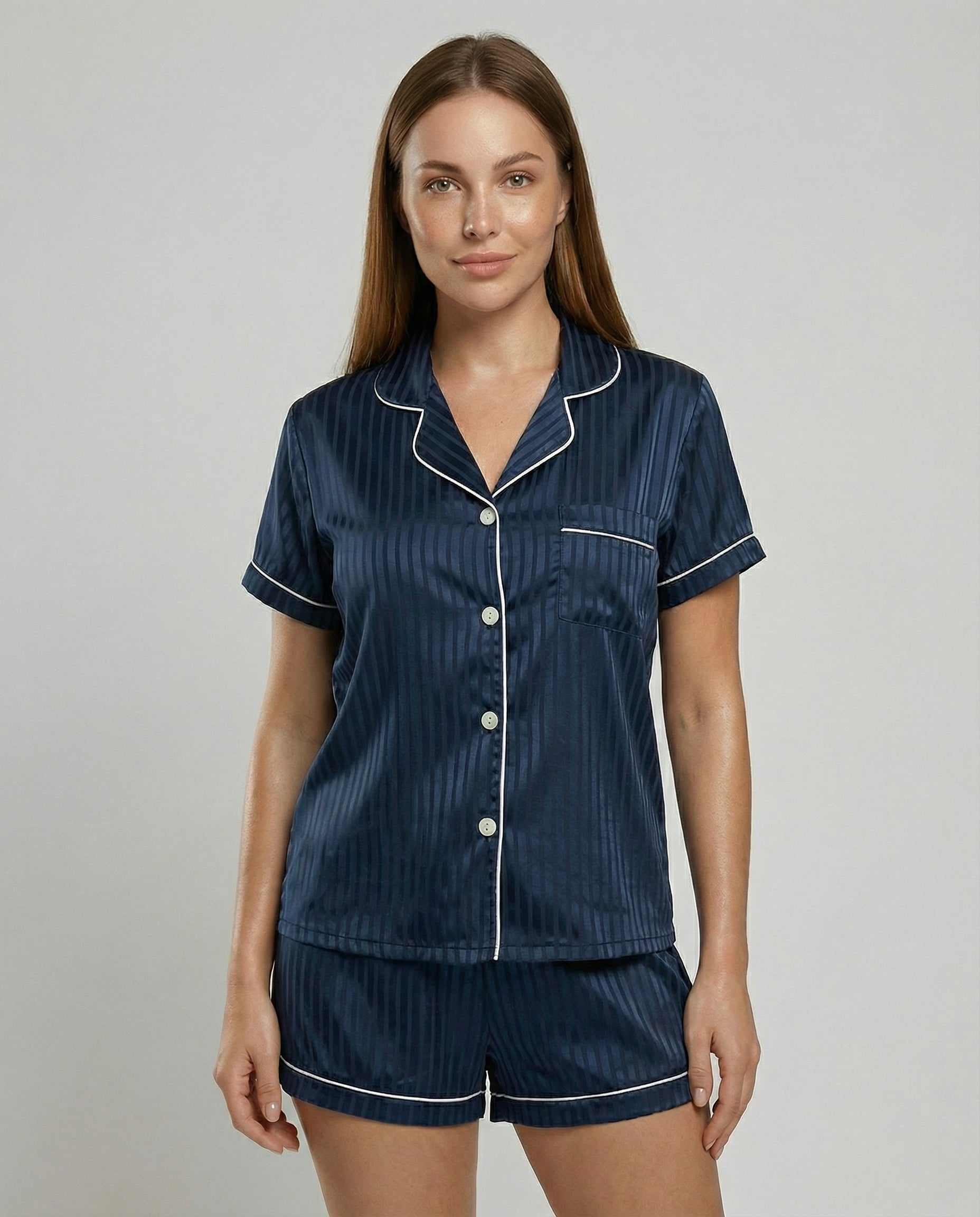 Damen Satin Pyjama Set Komfort - Eveloria